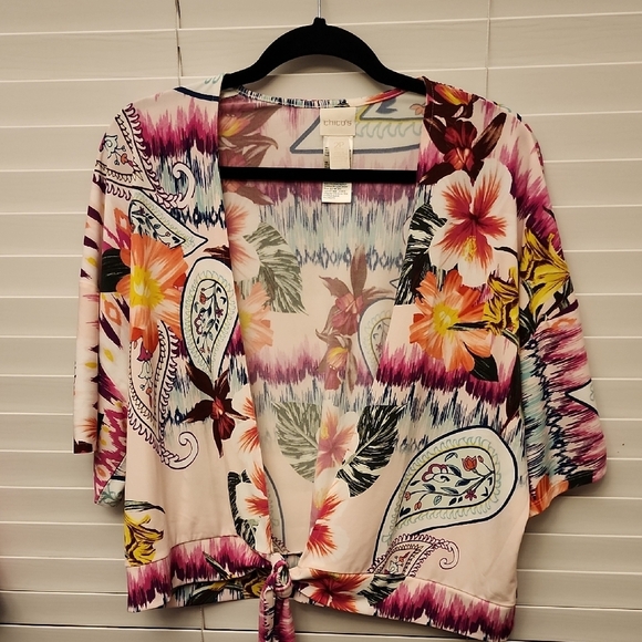Chico Chic Floral Tie-Front Kimono 2P (LP) - Picture 1 of 9